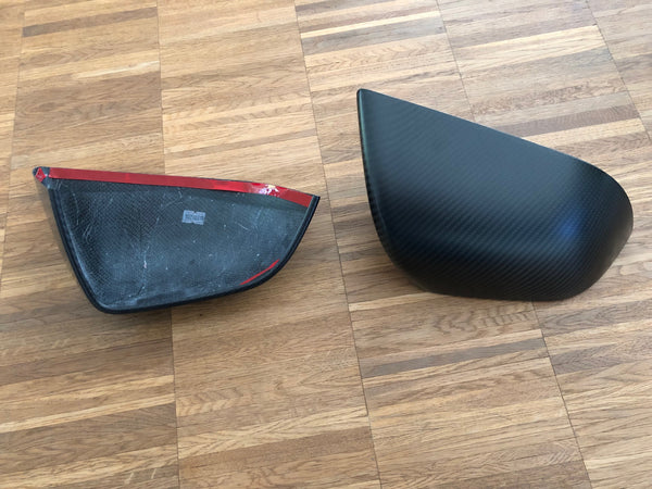 Tesla Model Y spiegelkappen van echt carbon - mat