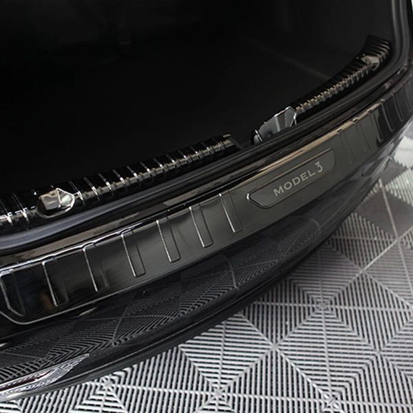 Tesla Model 3 bumperbeschermer kofferbak gemaakt van aluminium zwart